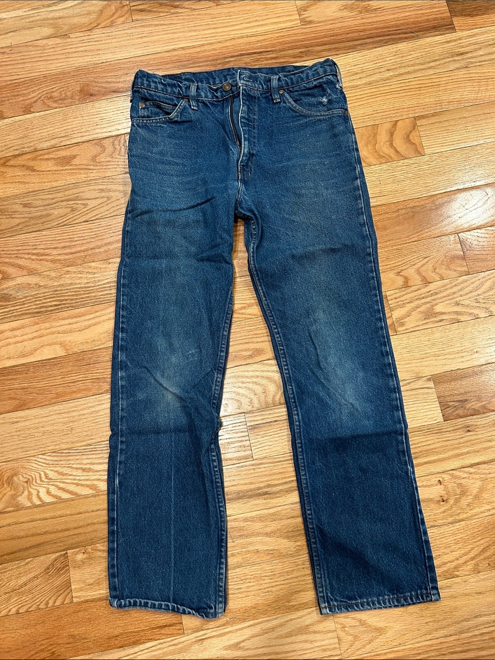Plain pocket brand Classic Men's Blue Straight-Leg Jeans